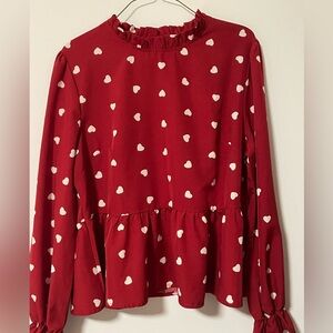 Heart blouse very cute size large perfect for Valentine’s Day!!